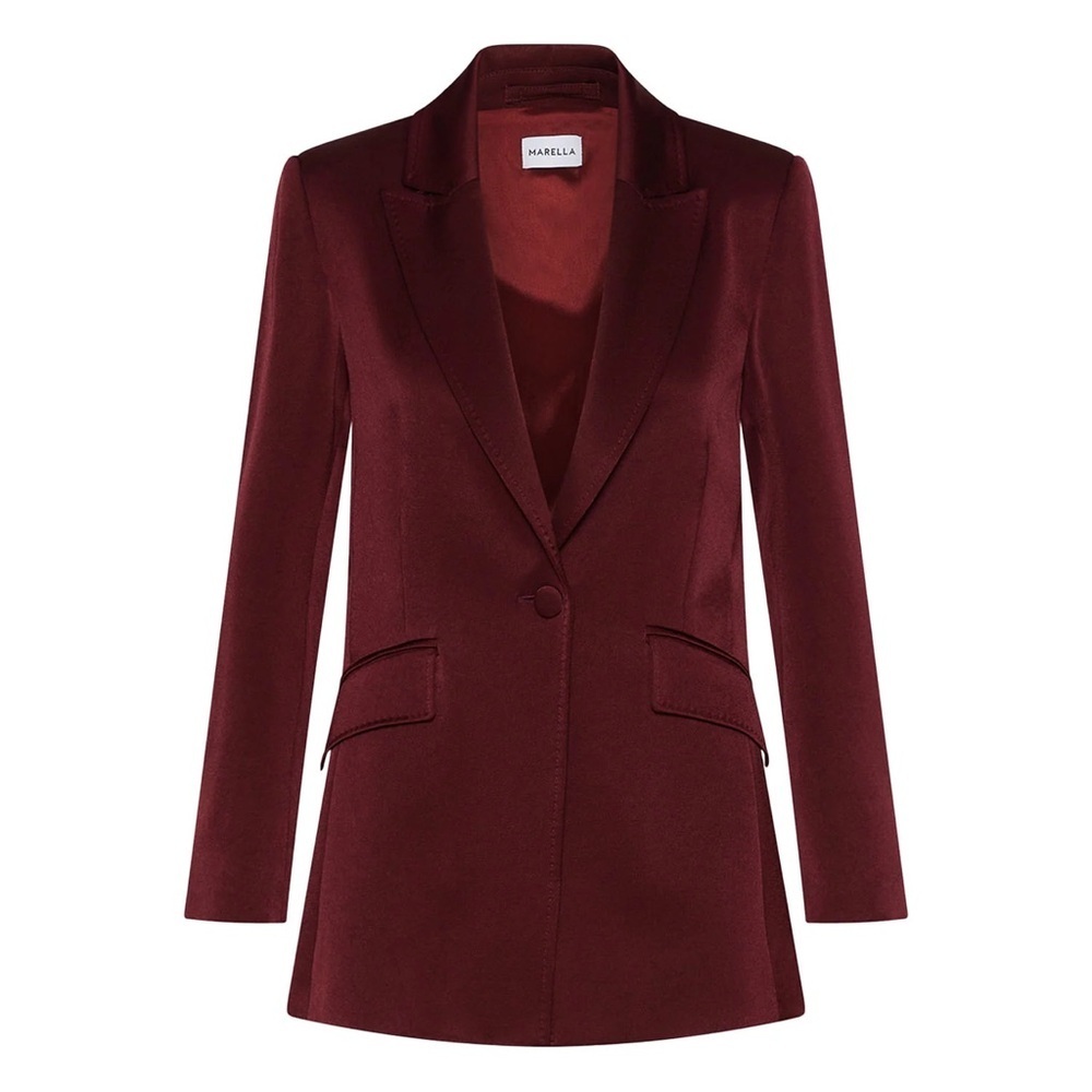 Marella By Max Mara Cognac Satin Jacket Size Small Pit 17 - Picture 4 of 17